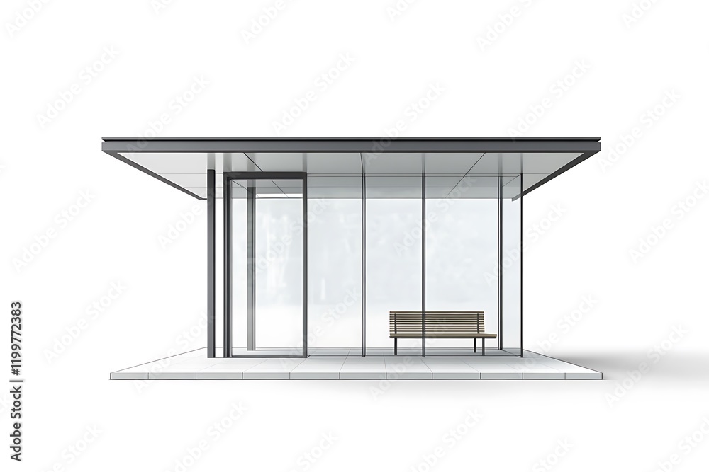 Modern Glass-Enclosed Bus Shelter Design Sketch Modern Glass-Enclosed Bus Shelter Design Sketch
