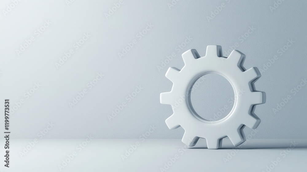 A minimalistic white gear on a light background, symbolizing mechanics, industry, and innovation in a clean and modern design. A minimalistic white gear on a light background, symbolizing mechanics, industry, and innovation in a clean and modern design.