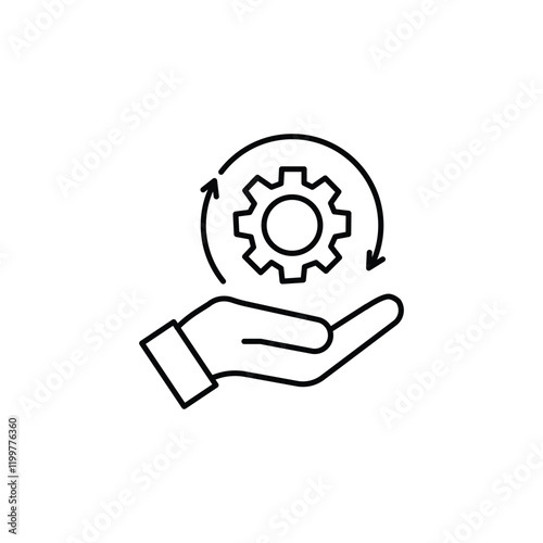 hand holding gear like optimize system icon.