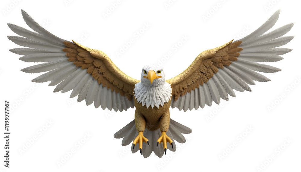 Obraz premium Majestic Bald Eagle in Flight 3D Render