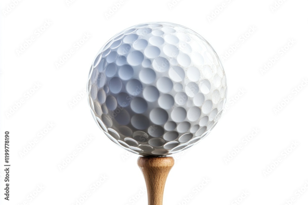 Golf Ball on Tee Isolated on White Background