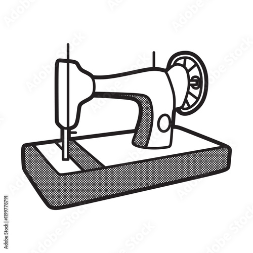 black and white image, old sewing machine vector