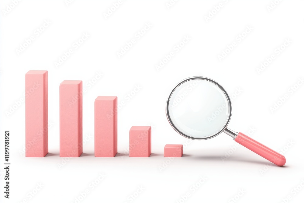 Inspecting bar chart data with magnifying glass for insights Inspecting bar chart data with magnifying glass for insights
