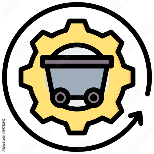 Quarrying Process Outline Color Icon