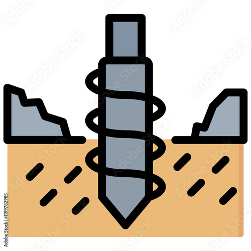 Geotechnical Survey Outline Color Icon