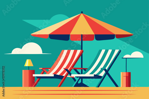 beach chair and umbrella