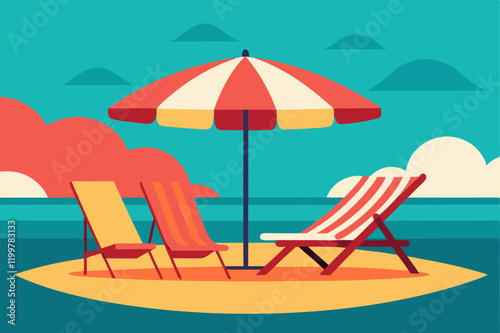 beach chair and umbrella
