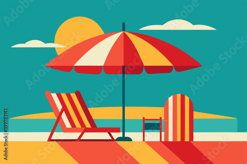 beach chair and umbrella