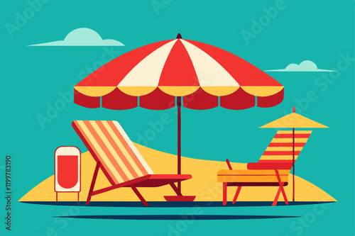 beach chair and umbrella