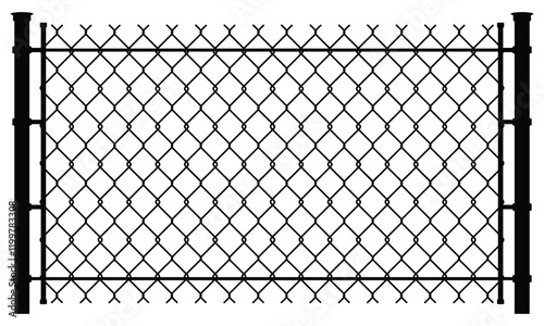 A chain link fence with a white background