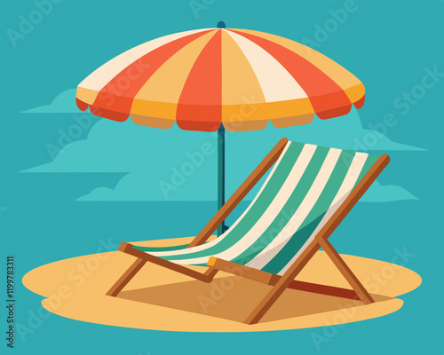beach chair and umbrella