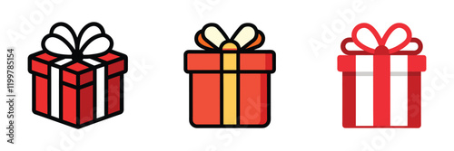 Gift boxes icons set. Present gift box icon collection. Vector isolated on white.