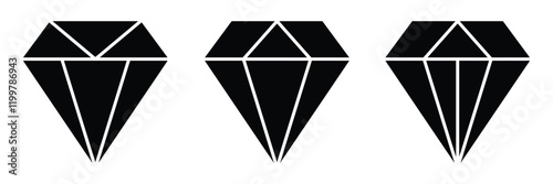 Diamond icon set. Vector set of diamond icon isolated on white background.