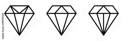 Diamond icon set. Vector set of diamond icon isolated on white background.