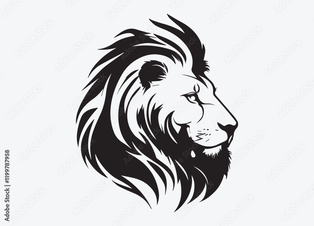 Obraz premium Hand drawn animal lion silhouette