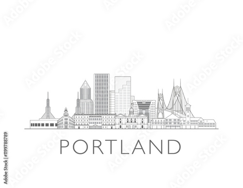 Portland skyline cityscape vector illustration