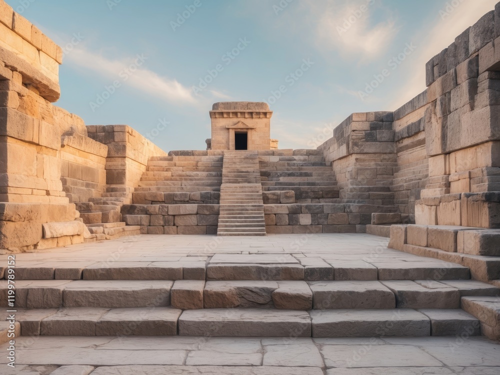 Fototapeta premium Ancient Historical Stone Structures and Terraced Well