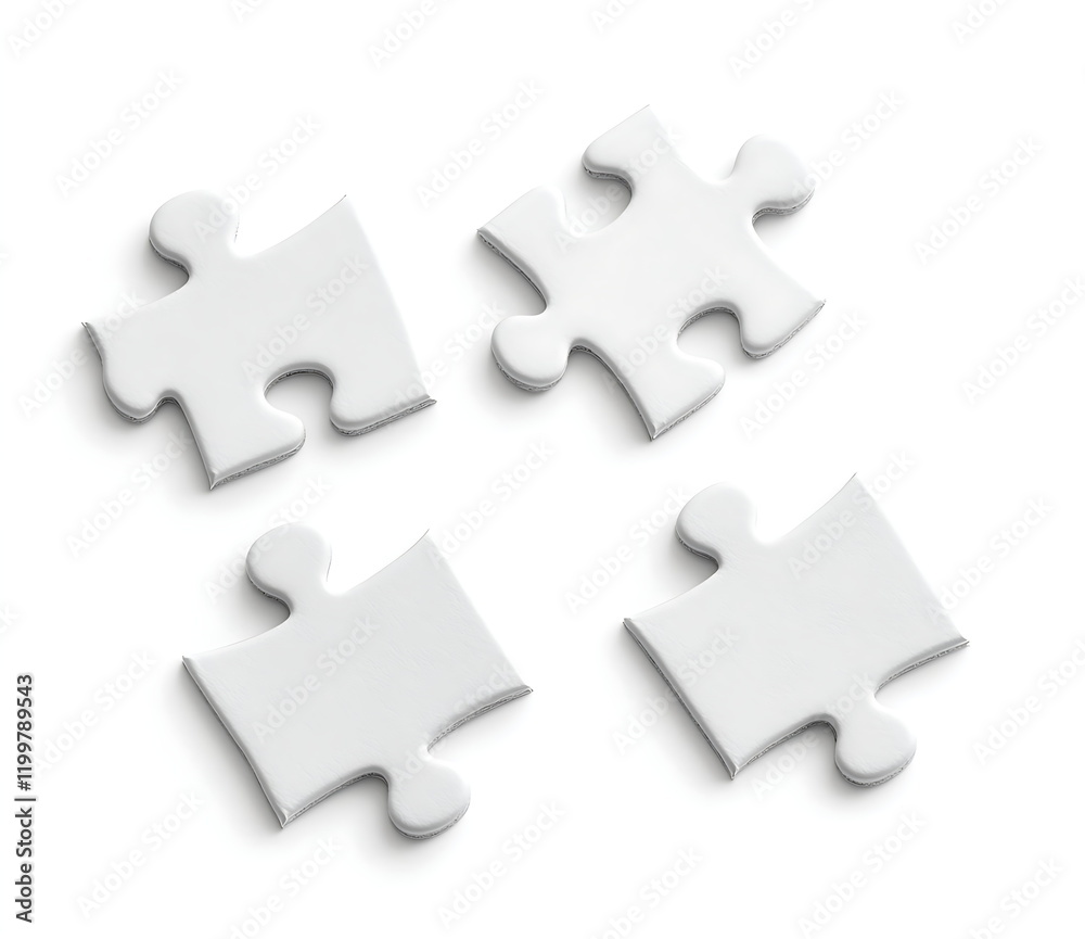 white puzzle pieces on the table on white background white puzzle pieces on the table on white background