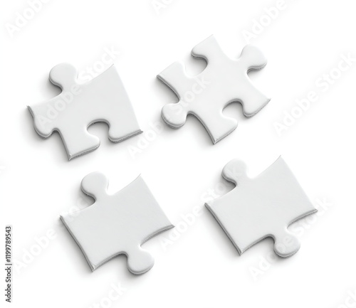 white puzzle pieces on the table on white background