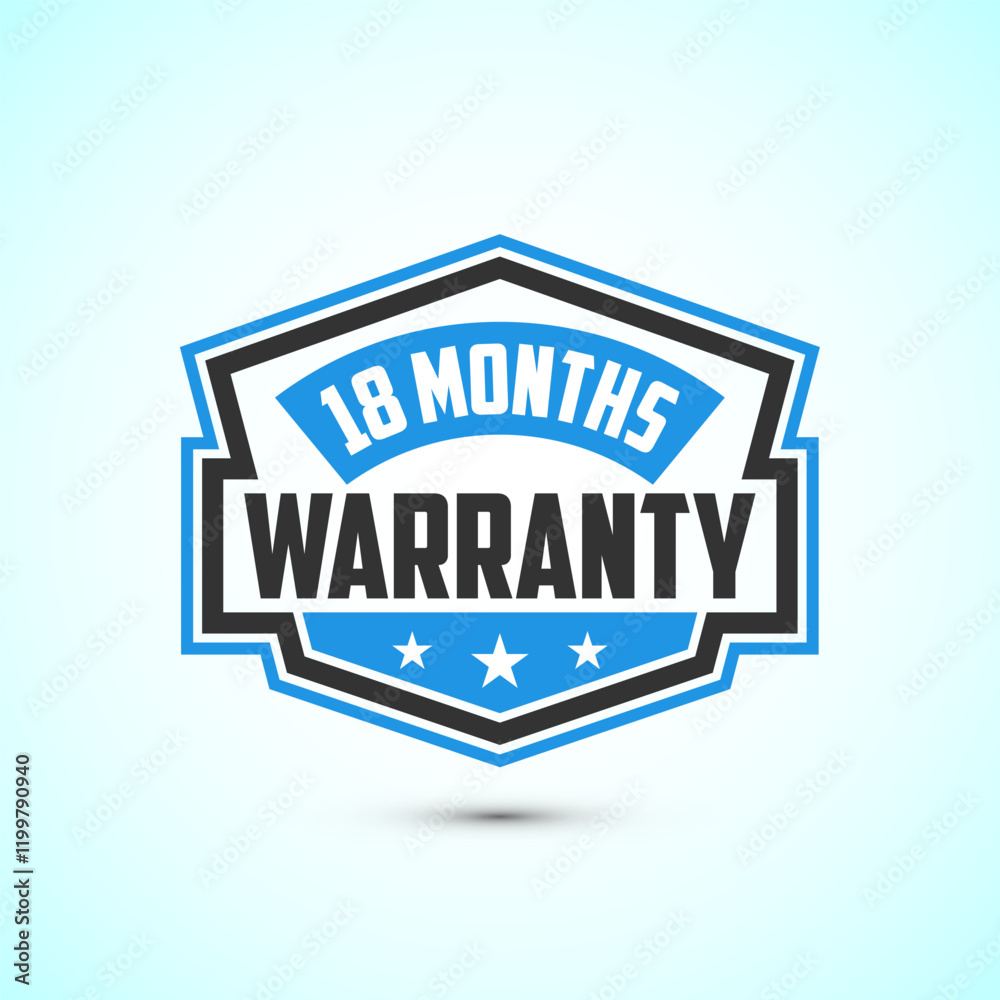 Obraz premium Advertising 18 months warranty emblem for label, icon, logo, badge, symbol