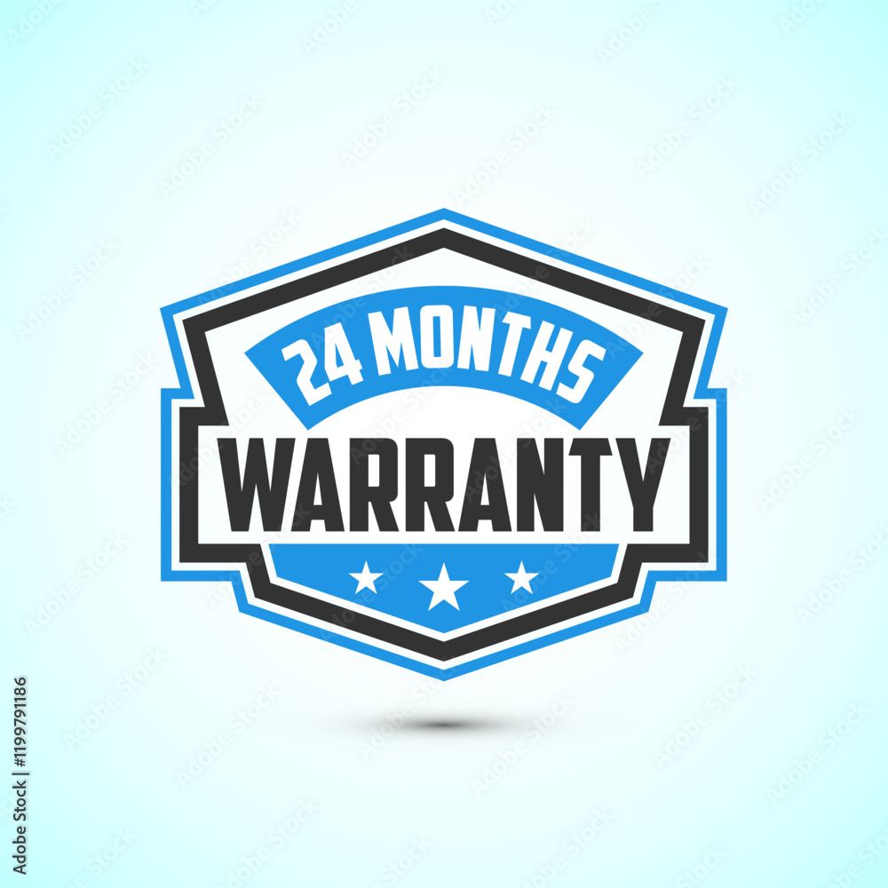 Obraz premium Advertising 24 months warranty emblem for label, icon, logo, badge, symbol