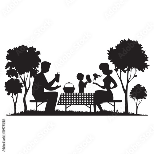 silhouette of a couple sitting on the bench vector illustration isolated on white background