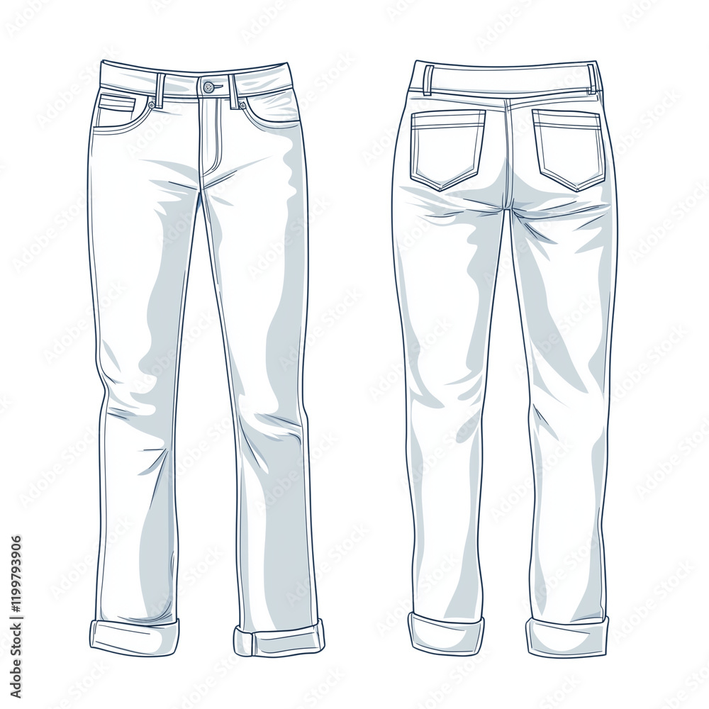 A flat vector illustration of white jeans on an isolated transparent background png (2) A flat vector illustration of white jeans on an isolated transparent background png (2)