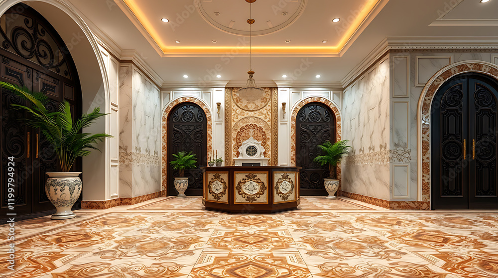 Obraz premium Opulent Palace Entrance: A Glimpse into Luxury Interior Design