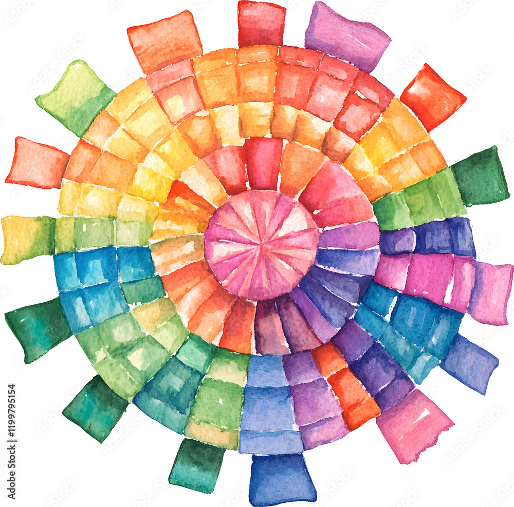 Fototapeta premium Watercolor Mexican colorful paper pinata. Bright traditional Mexican party object