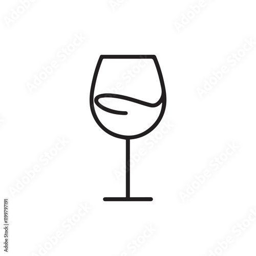 Minimalist Wine Glass Icon Vector for Beverage and Bar Designs
