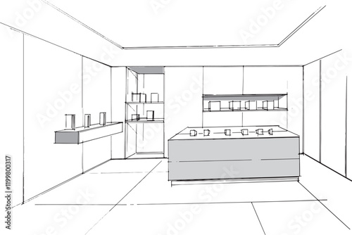 Drawing exterior and interior architectural lines. , Graphic assembly in architecture and interior design work. ,Sketch ideas for interior or exterior designs.