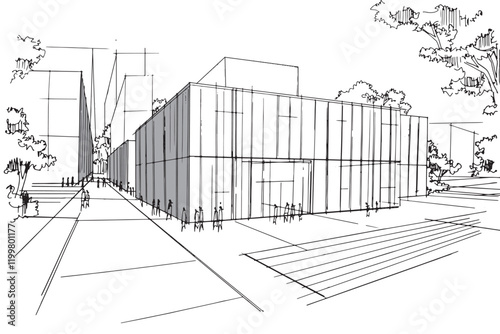 Drawing exterior and interior architectural lines. , Graphic assembly in architecture and interior design work. ,Sketch ideas for interior or exterior designs.