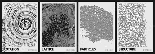 Background of black dots randomly moving on backdrop. Chaotic concentration and dispersion of small rounds. Irregular array or matrix of random ovals. Cobweb or spider web. Ripple effect. Vector.