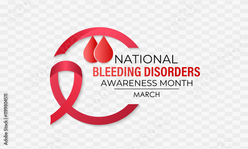 National Bleeding Disorders awareness month of March is dedicated to raising awareness about bleeding disorders such as hemophilia. Love with stethoscope Vector illustration of background.