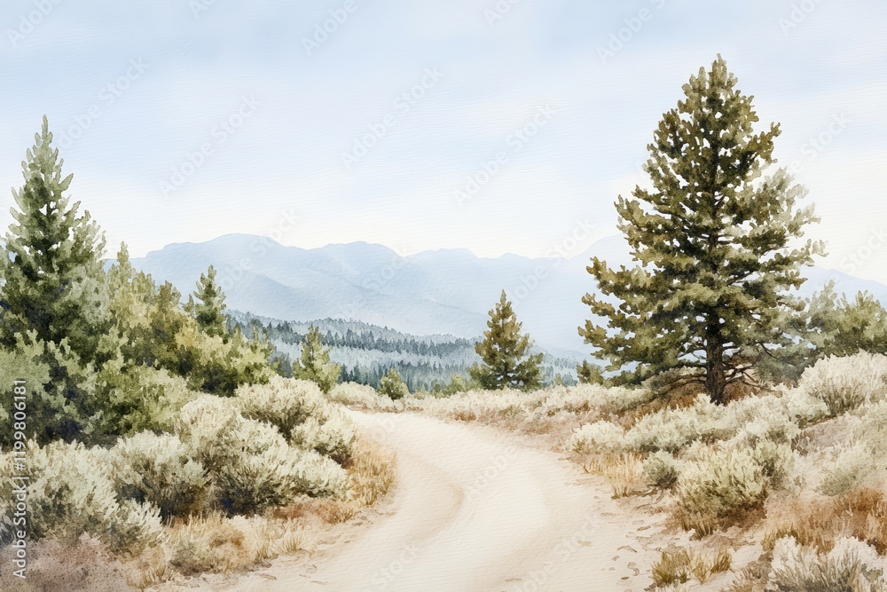 Scenic dirt path through pine forest landscape. Scenic dirt path through pine forest landscape.