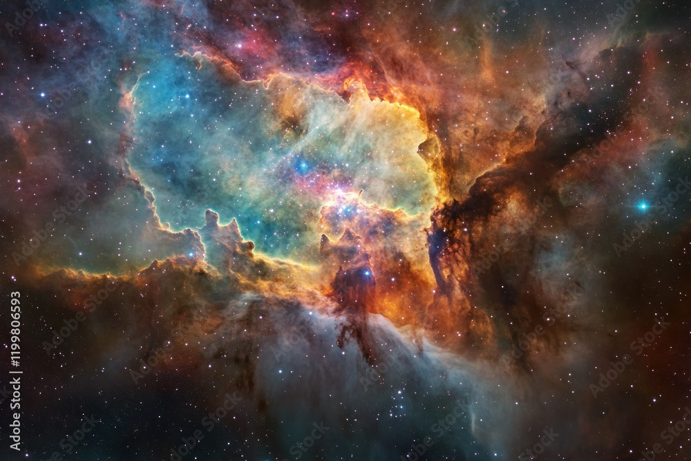 Cosmic Nebula in Vibrant Colors and Textures Cosmic Nebula in Vibrant Colors and Textures