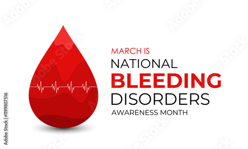 National Bleeding Disorders awareness month of March is dedicated to raising awareness about bleeding disorders such as hemophilia. Love with stethoscope Vector illustration of background.