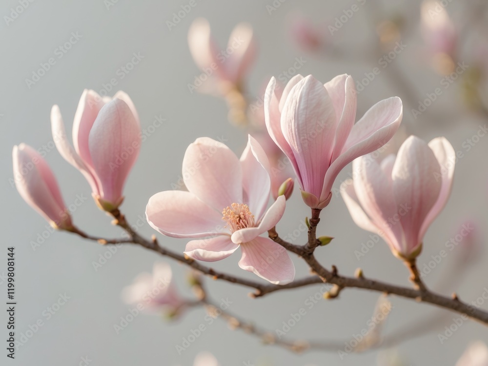 Obraz premium Pink Magnolia Flowers on a Spring Branch.