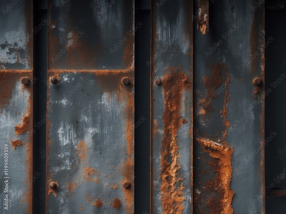 Rusty metal and weathered wood texture create a striking industrial backdrop. Rusty metal and weathered wood texture create a striking industrial backdrop.