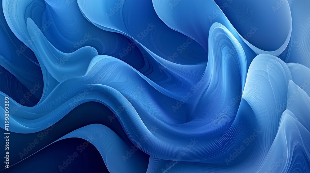 Obraz premium A dynamic abstract blue background featuring swirling gradients and soft, flowing shapes that evoke a sense of calm and movement, with varying shades from deep navy to light cerulean.