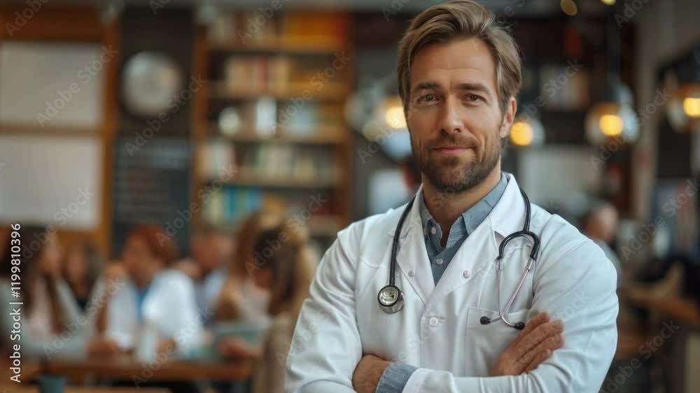 Video with a smiling doctor in a white coat on the background of a medical facility. Ideal for medical and pharmaceutical companies, as well as for advertising medical services and products.
Video with a smiling doctor in a white coat on the background of a medical facility. Ideal for medical and pharmaceutical companies, as well as for advertising medical services and products.