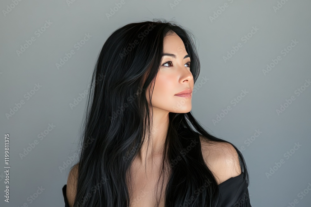 Naklejka premium Elegant Portrait of a Woman with Long Hair