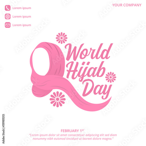World Hijab Day with a hijab and flowers