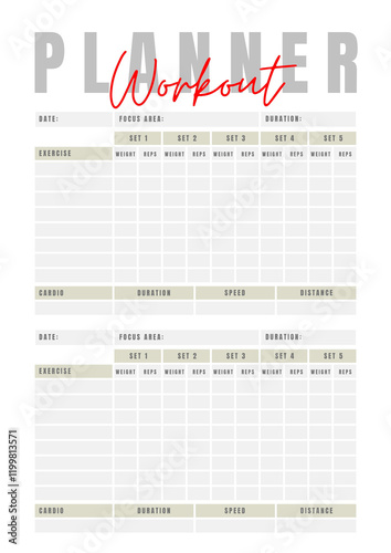 Bold Minimalistic Fitness Log Workout Planner - 1