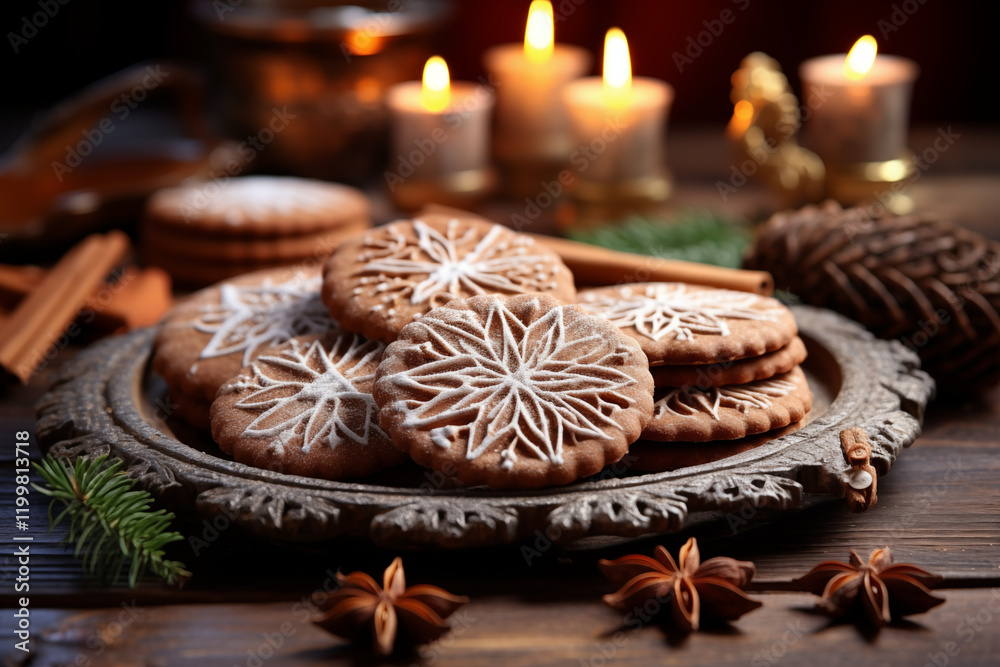 A close up of traditional Dutch Speculaas Christmas cookies A close up of traditional Dutch Speculaas Christmas cookies