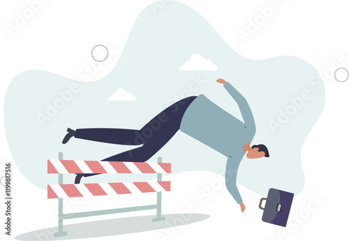 Business failure, mistake or cannot overcome difficulty or obstacle, problem or underperform employee concept.flat characters.