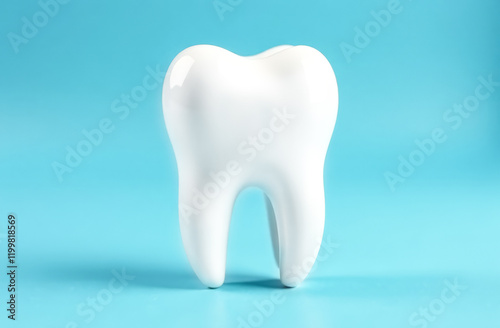 3d image of a white healthy tooth on a light background. the symbol of dentistry. International Dentist's Day. free space for text