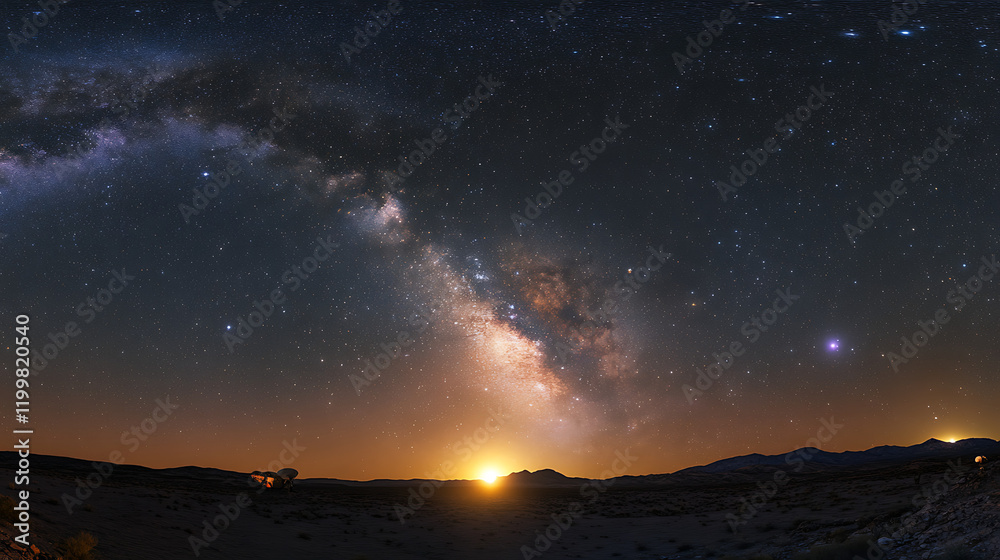 Fototapeta premium Milky Way Over Mountains – Night Sky Landscape