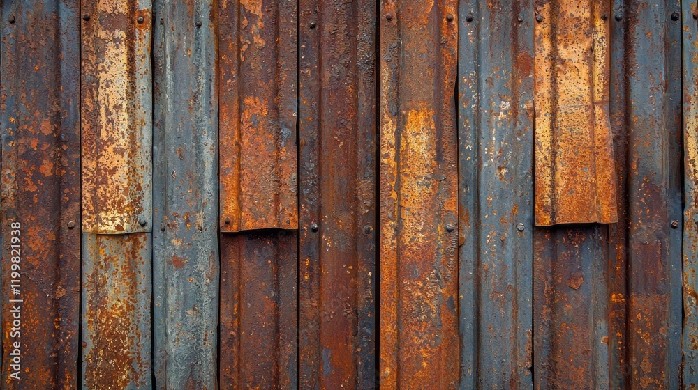 A kaleidoscope of rusted metal sheets showcases a fascinating mix of earthy tones. The interplay of textures and colors tells a story of time and weathering in an urban landscape A kaleidoscope of rusted metal sheets showcases a fascinating mix of earthy tones. The interplay of textures and colors tells a story of time and weathering in an urban landscape