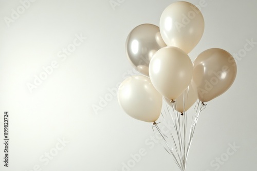 Elegant balloon arrangement in neutral tones for a celebration setting photo